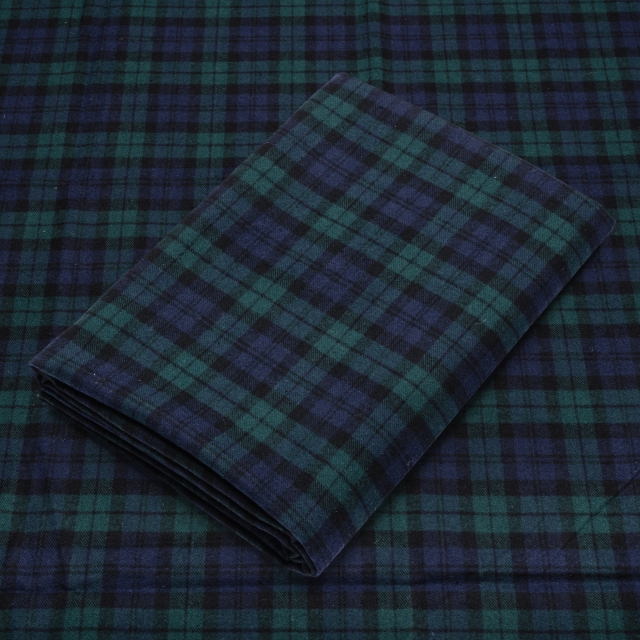 Blue & Green Blackwatch Plaid Flannel Fabric